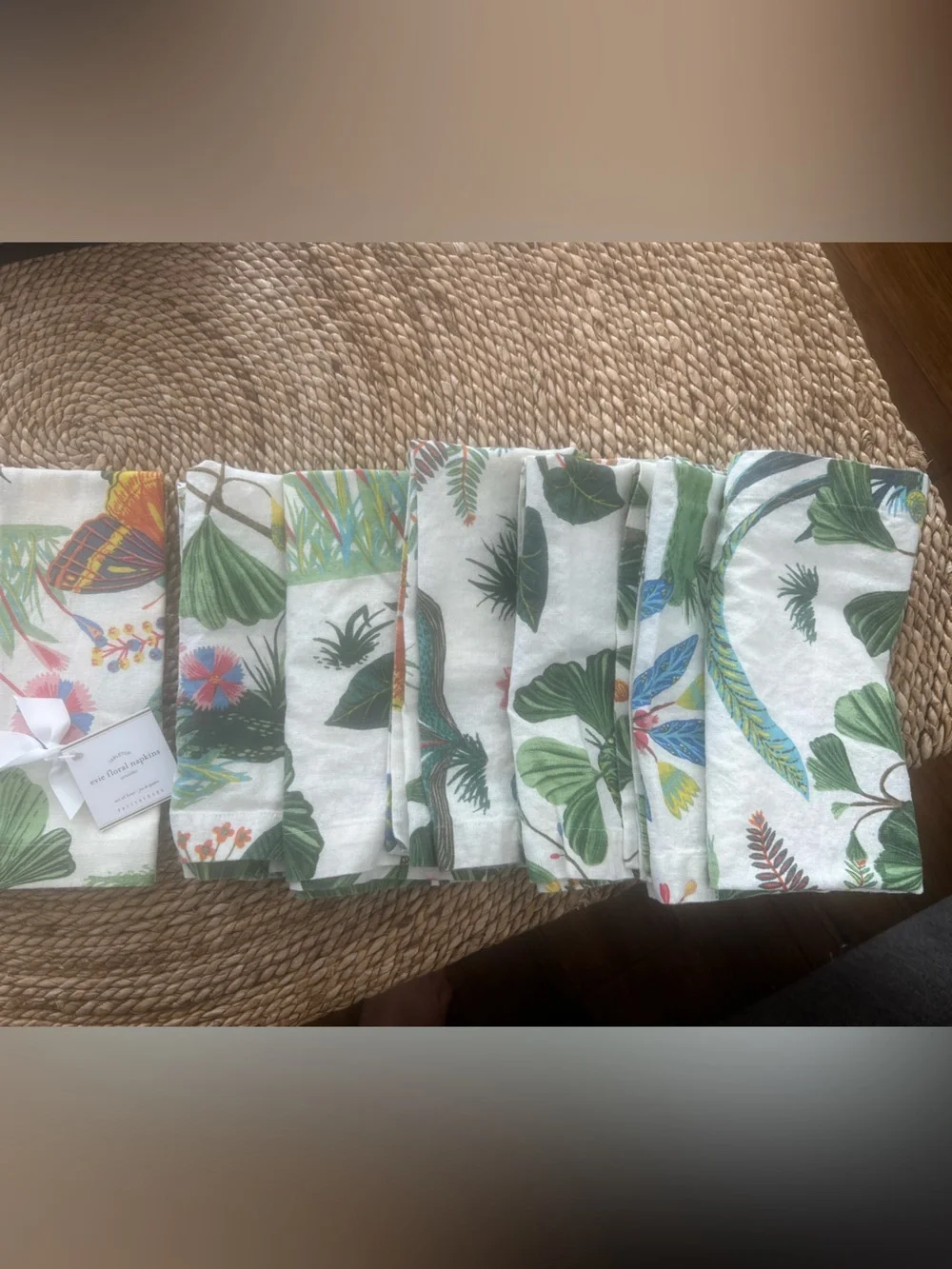 Pottery Barn “Evie” floral fabric napkins